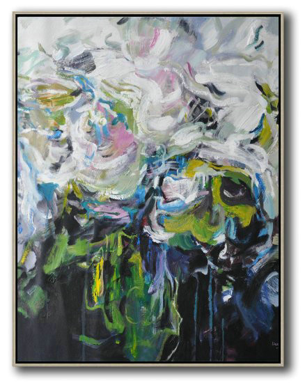 Handmade Large Contemporary Art,Hame Made Extra Large Vertical Abstract Flower Oil Painting,Large Canvas Art,Modern Art Abstract Painting #N9C4