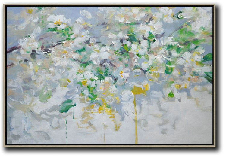 Original Extra Large Wall Art,Horizontal Abstract Flower Painting Living Room Wall Art,Big Painting #U2V6