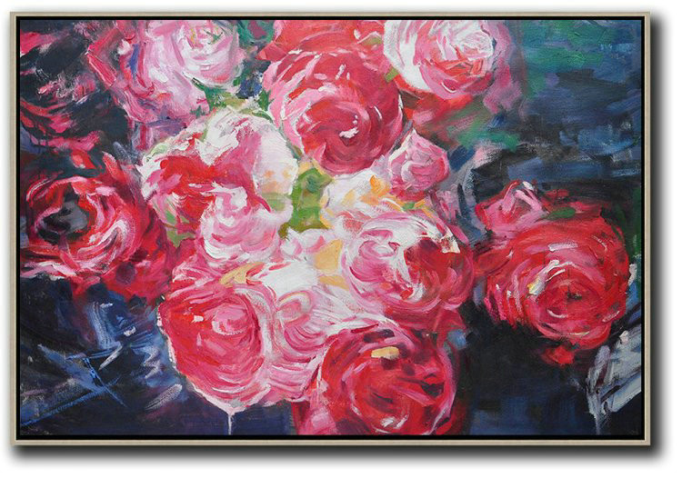 Large Abstract Art,Horizontal Abstract Flower Painting Living Room Wall Art,Canvas Wall Art Home Decor #X2U1